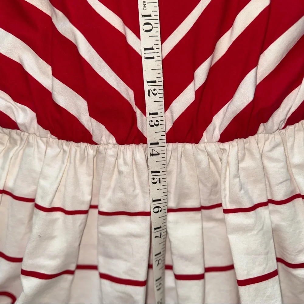 VINTAGE Red and White Striped Dress chevron pattern - Picture 10 of 11